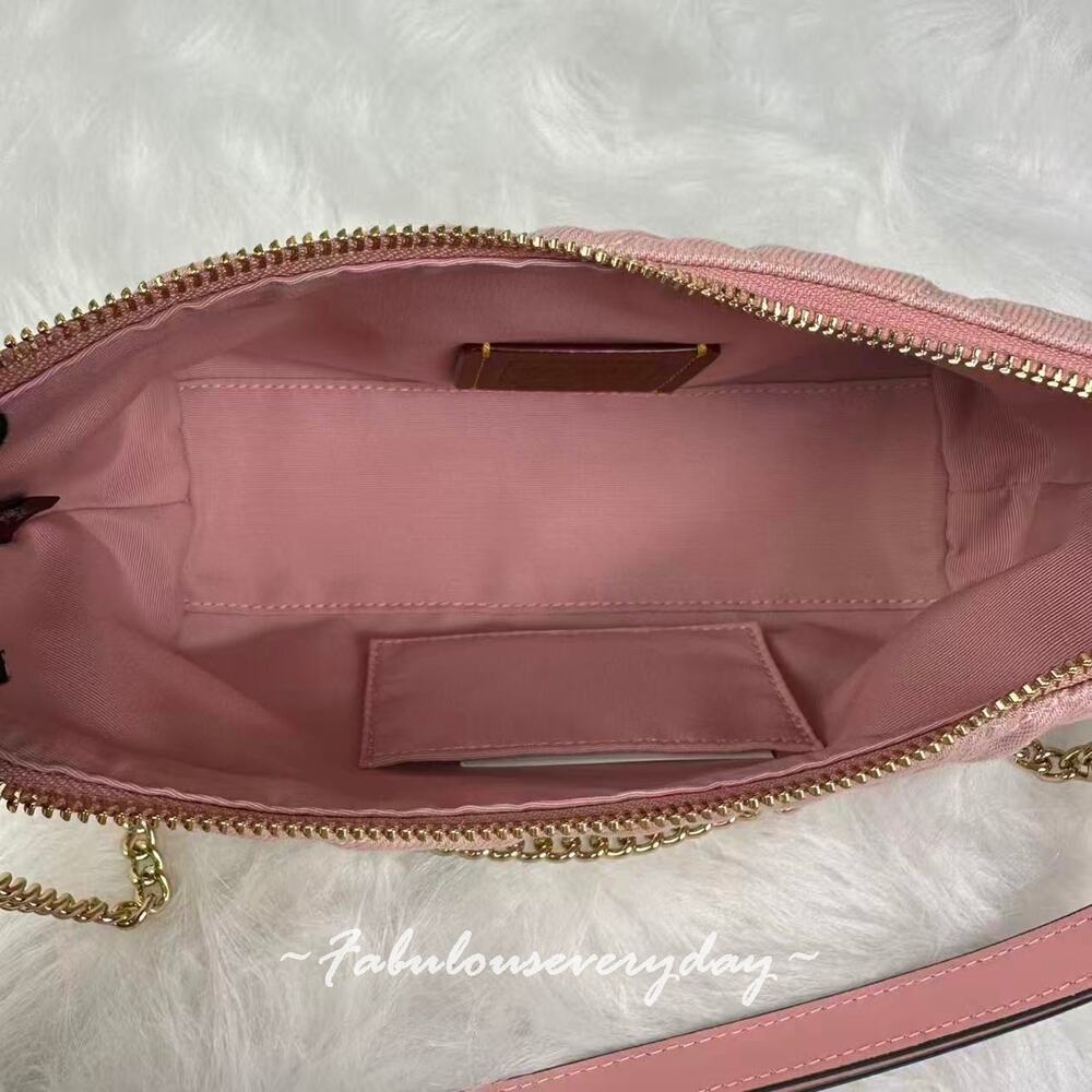 Coach Quilted Pink Shoulder Bag with Chain Strap - Picture 8 of 14